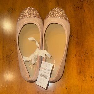 NWT J. Crew Pink Glitter Toe Ballet Flats - size 2